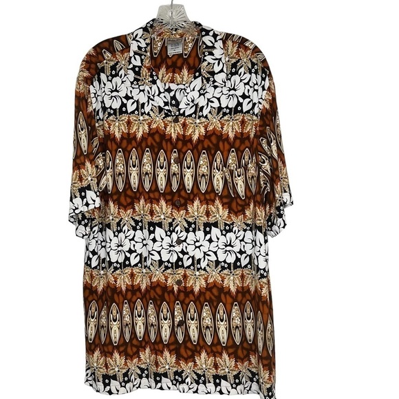 ALOHA HUT HAWAII Short Sleeve Button Down Floral Surfboard Men's Shirt Size XL - Picture 8 of 12